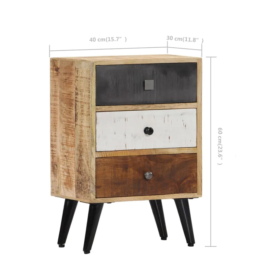 Table de chevet 40 x 30 x 60 cm Bois de manguier massif - 7