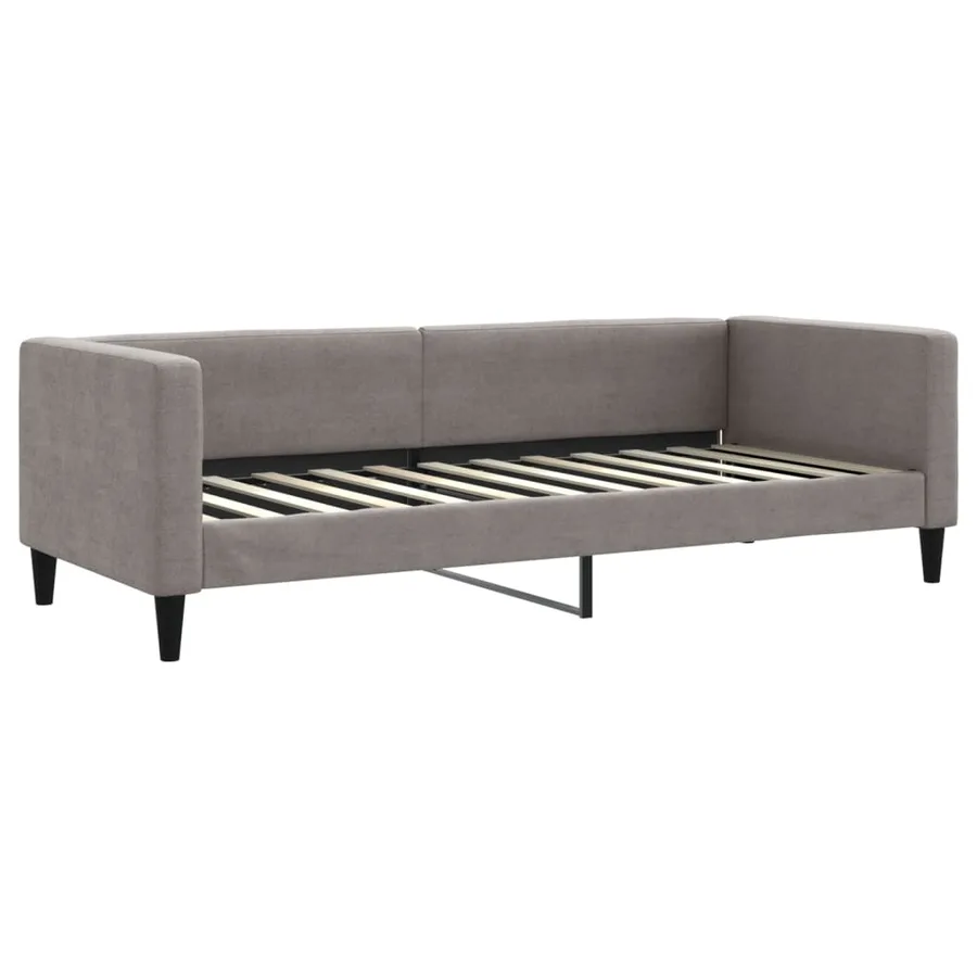 Lit de jour avec gigogne et tiroirs taupe 80x200 cm tissu - 4