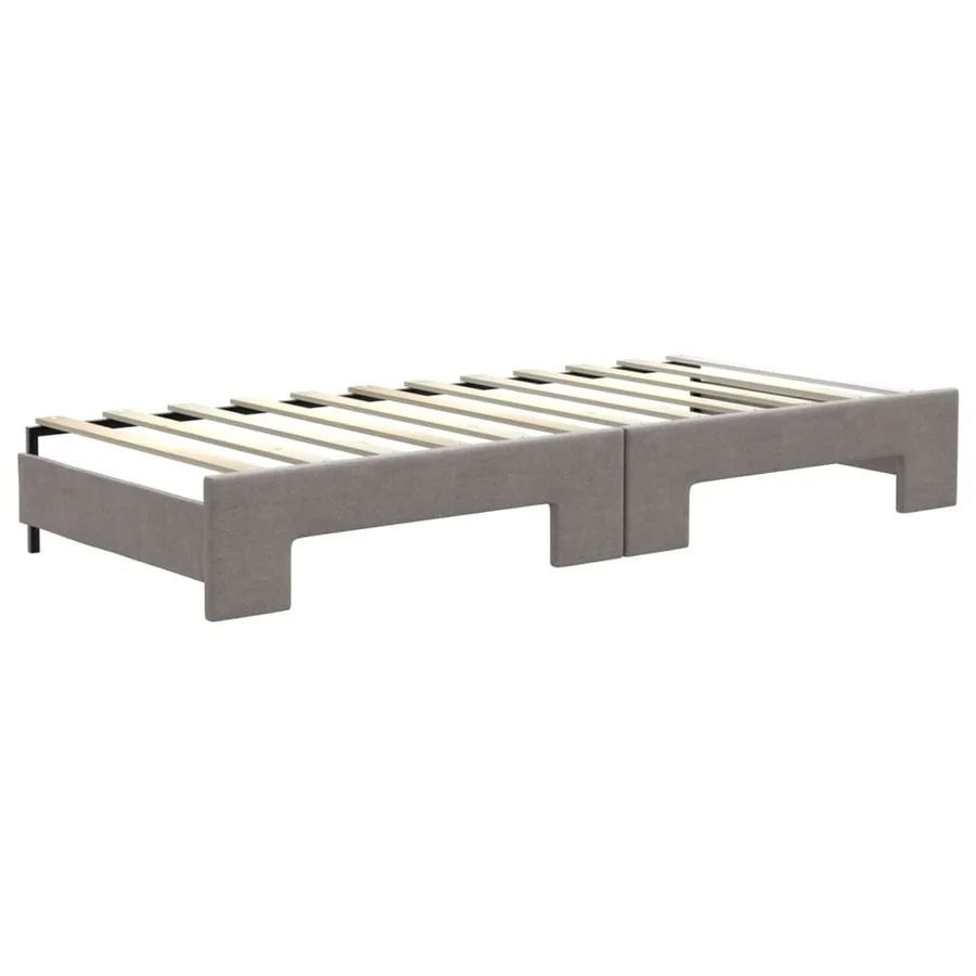 Lit de jour avec gigogne et tiroirs taupe 80x200 cm tissu - 5