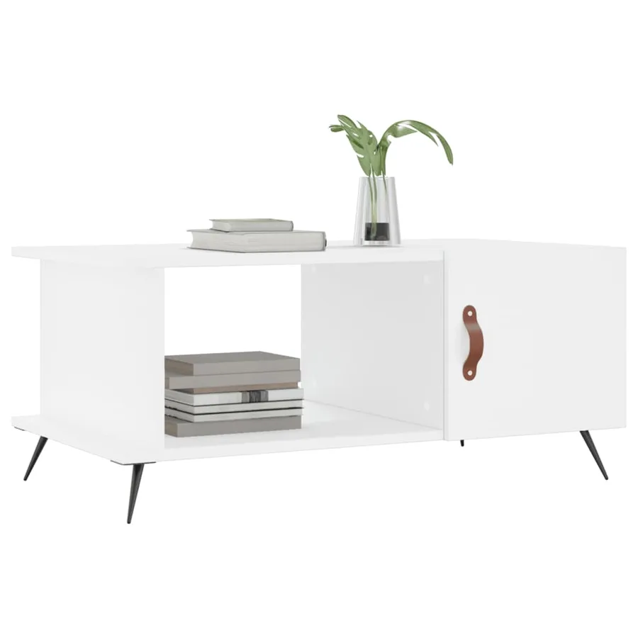 Table basse blanc 90x50x40 cm bois d'ingénierie - 3