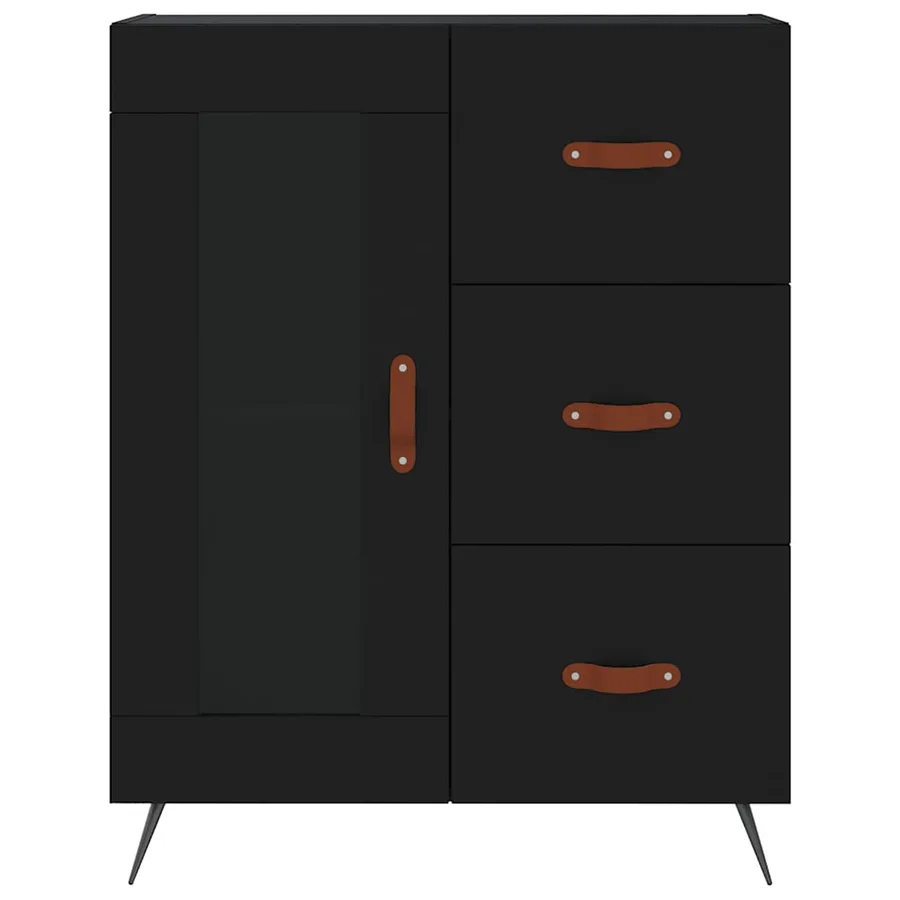 Buffet haut Noir 69,5x34x180 cm Bois d'ingénierie - 8
