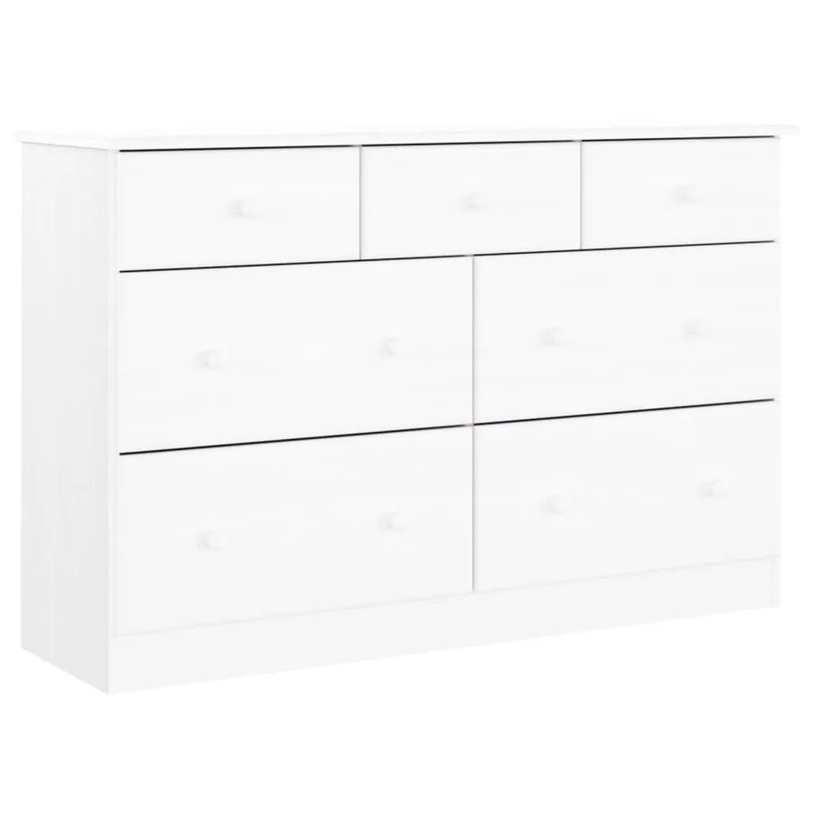 Commode ALTA blanc 112x35x73 cm bois massif de pin - 2