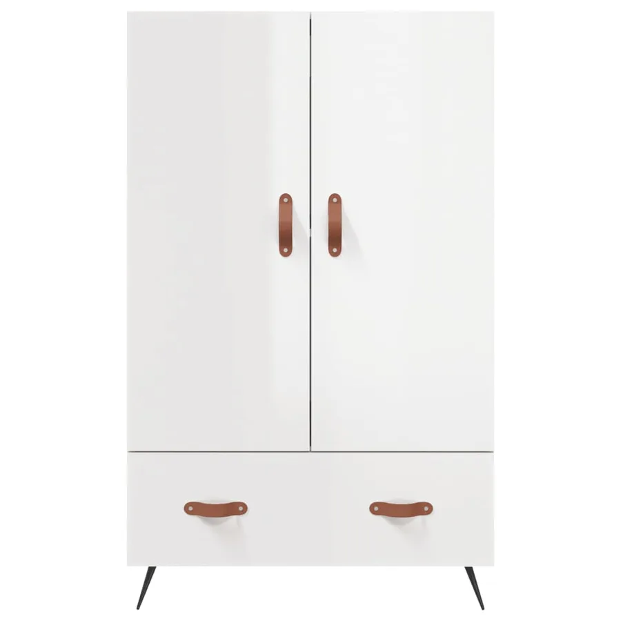 Buffet haut blanc brillant 69,5x31x115 cm bois d'ingénierie - 6