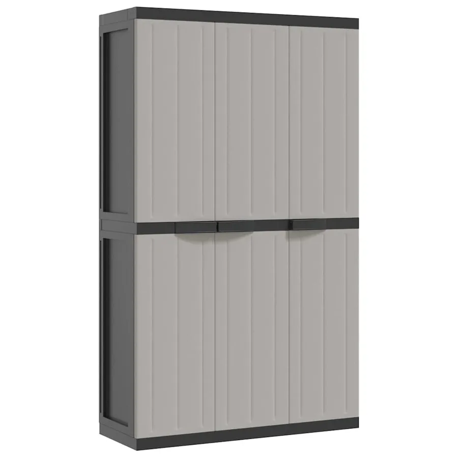 Armoire de rangement d'extérieur gris et noir 97x37x165 cm PP - 2