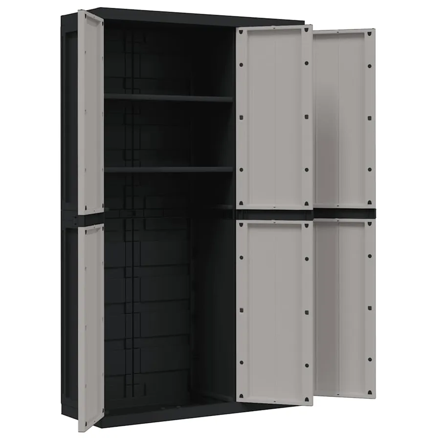 Armoire de rangement d'extérieur gris et noir 97x37x165 cm PP - 6