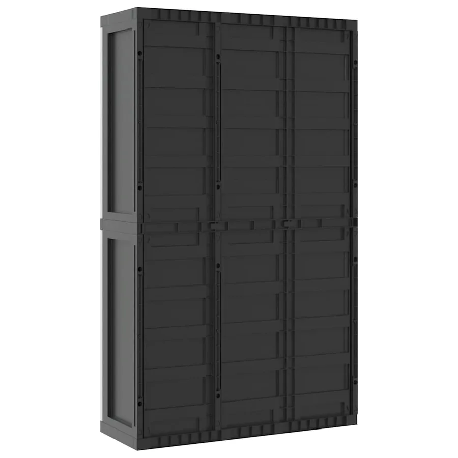 Armoire de rangement d'extérieur gris et noir 97x37x165 cm PP - 8