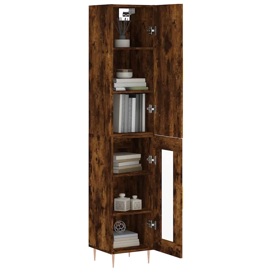 Buffet haut Chêne fumé 34,5x34x180 cm Bois d'ingénierie - 3