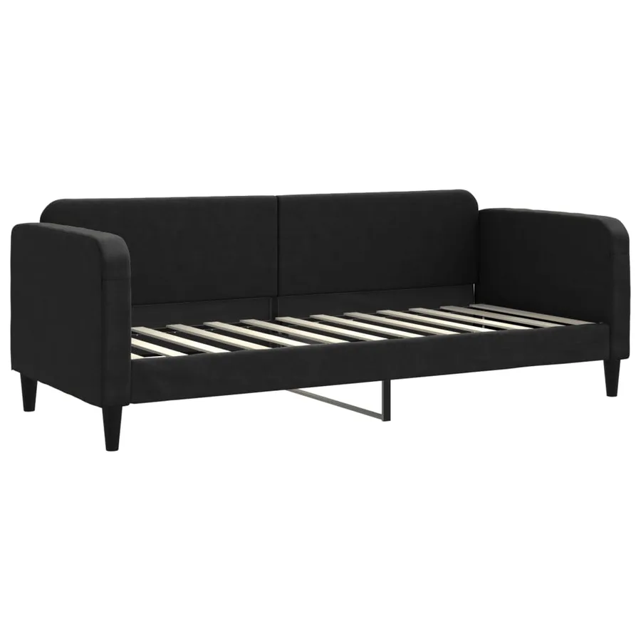Lit de jour avec gigogne et tiroirs noir 80x200 cm tissu - 4