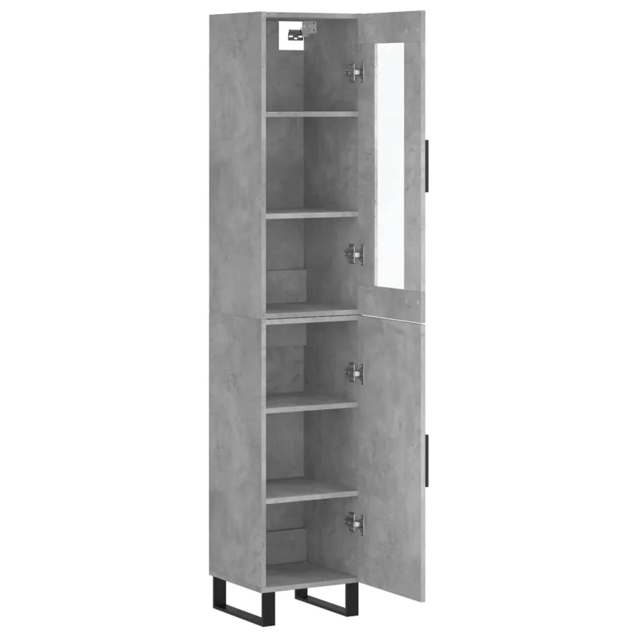 Buffet haut Gris béton 34,5x34x180 cm Bois d'ingénierie - 4