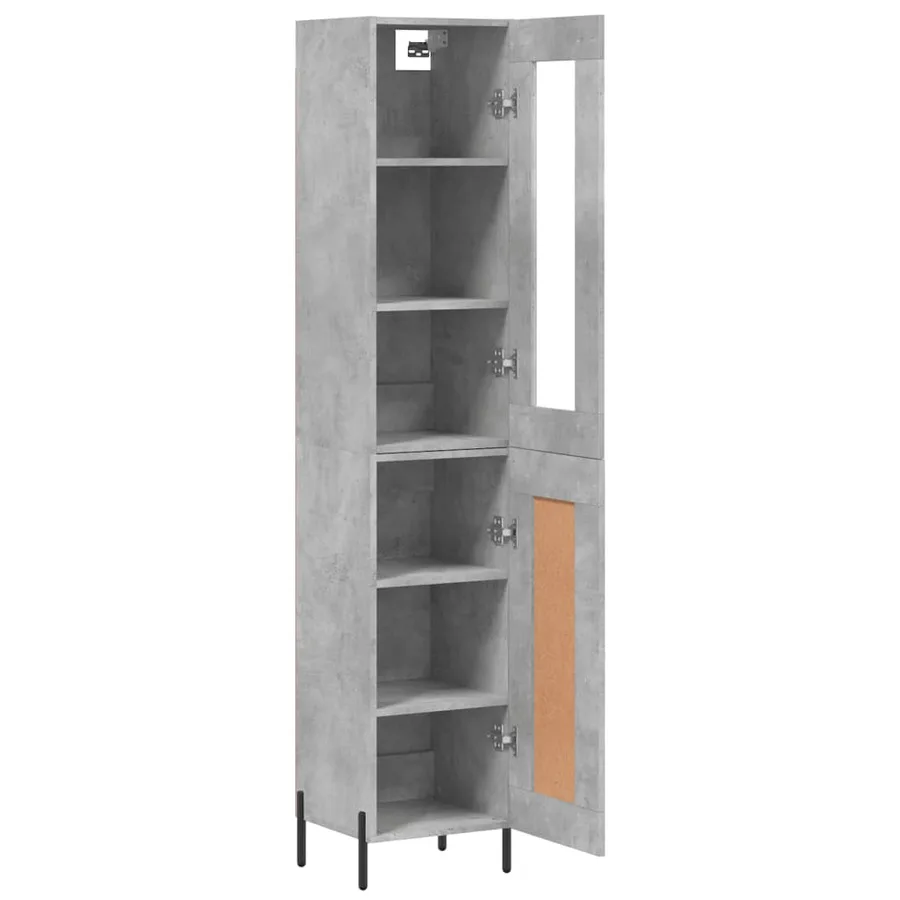 Buffet haut Gris béton 34,5x34x180 cm Bois d'ingénierie - 4