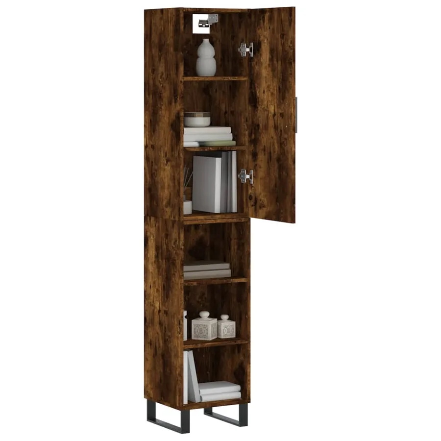 Buffet haut Chêne fumé 34,5x34x180 cm Bois d'ingénierie - 3