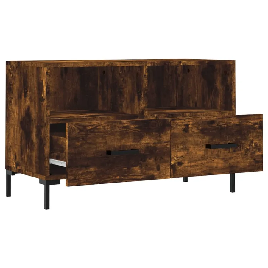 Meuble TV Chêne fumé 80x36x50 cm Bois d'ingénierie - 6
