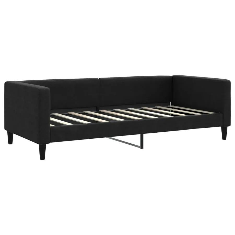 Lit de jour avec gigogne et tiroirs noir 90x190 cm tissu - 6