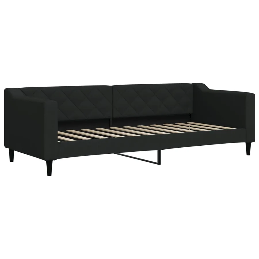 Lit de jour avec gigogne et tiroirs noir 80x200 cm tissu - 4
