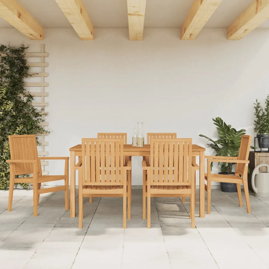 Chaises de jardin empilables lot de 6 56,5x57,5x91 cm bois teck
