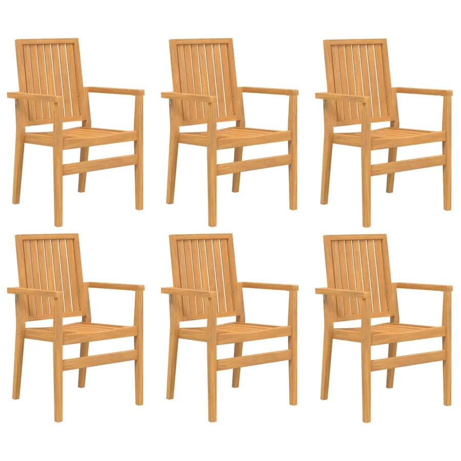 Chaises de jardin empilables lot de 6 56,5x57,5x91 cm bois teck - 2