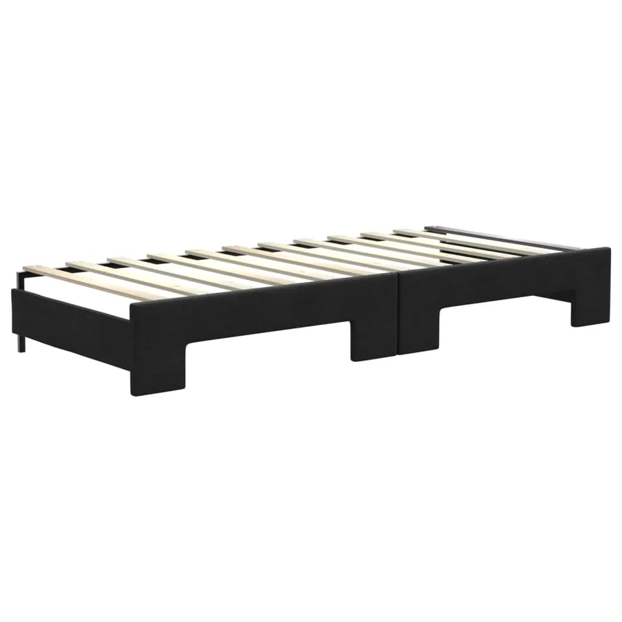 Lit de jour avec gigogne et tiroirs sans matelas noir 80x200 cm - 8