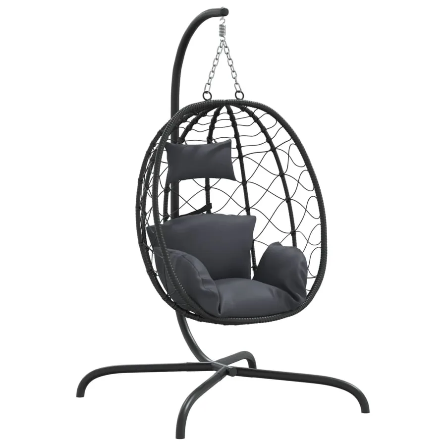 Fauteuil suspendu avec coussin en polyrotin et acier anthracite - 2
