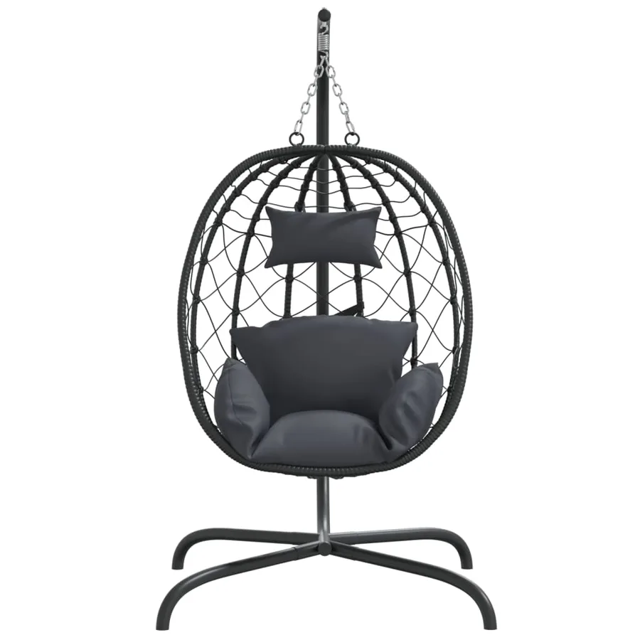 Fauteuil suspendu avec coussin en polyrotin et acier anthracite - 3