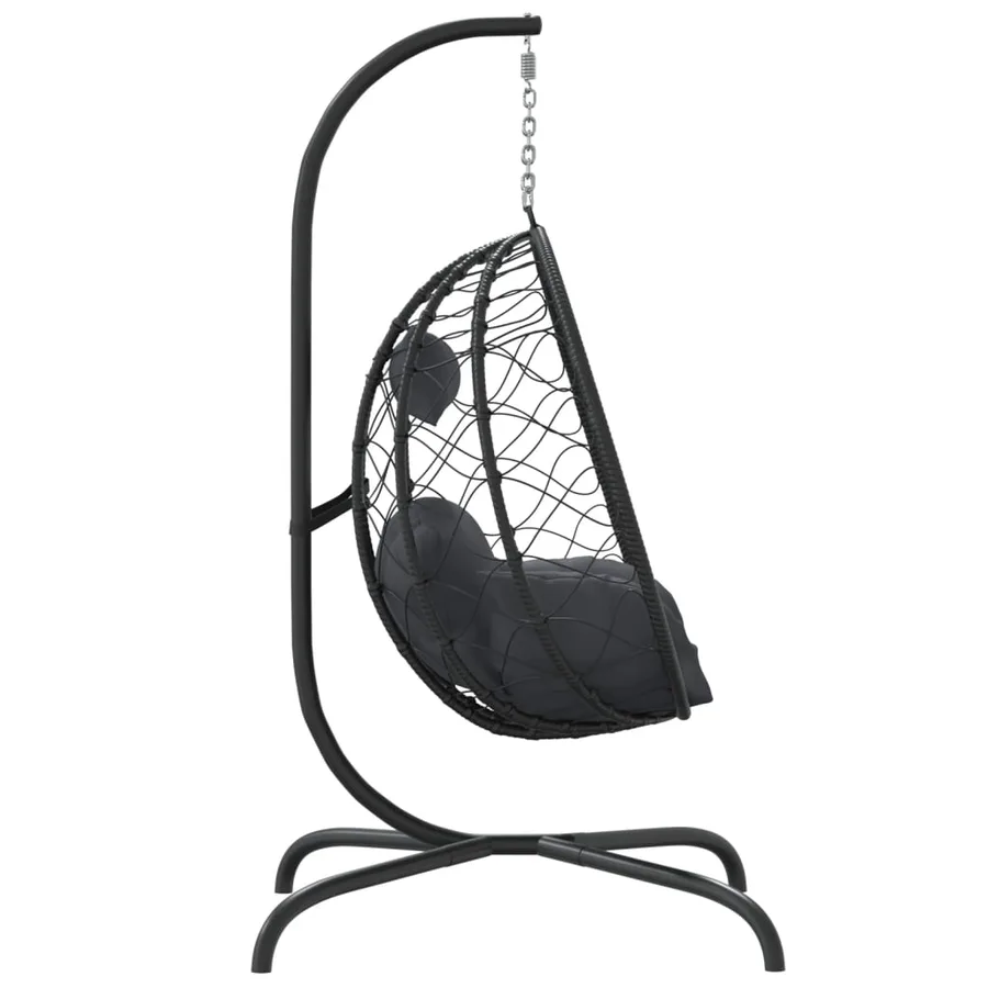 Fauteuil suspendu avec coussin en polyrotin et acier anthracite - 4