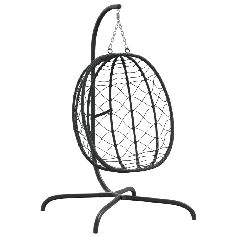 Fauteuil suspendu avec coussin en polyrotin et acier anthracite - 7