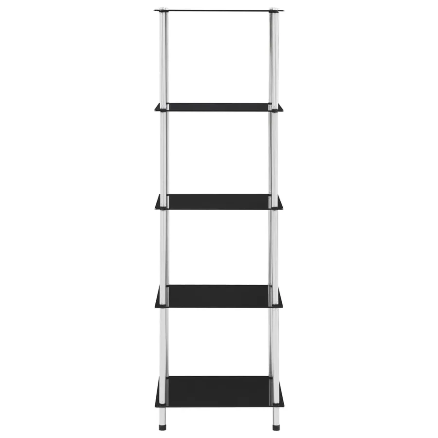 Étagère 5 niveaux Noir 40x40x130 cm Verre trempé - 2