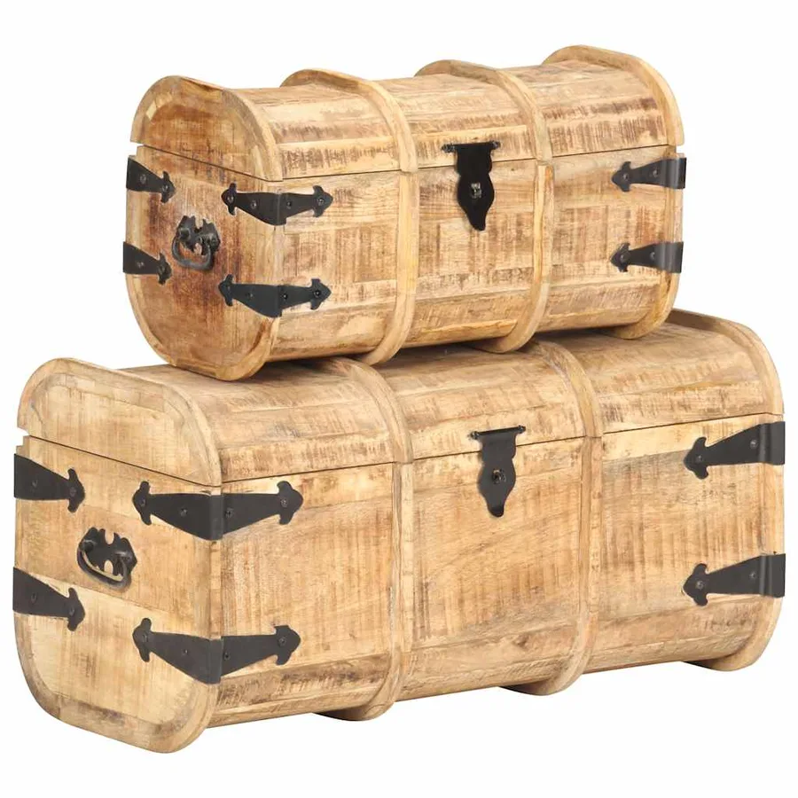 Coffres de rangement 2 pcs Bois de manguier massif - 12