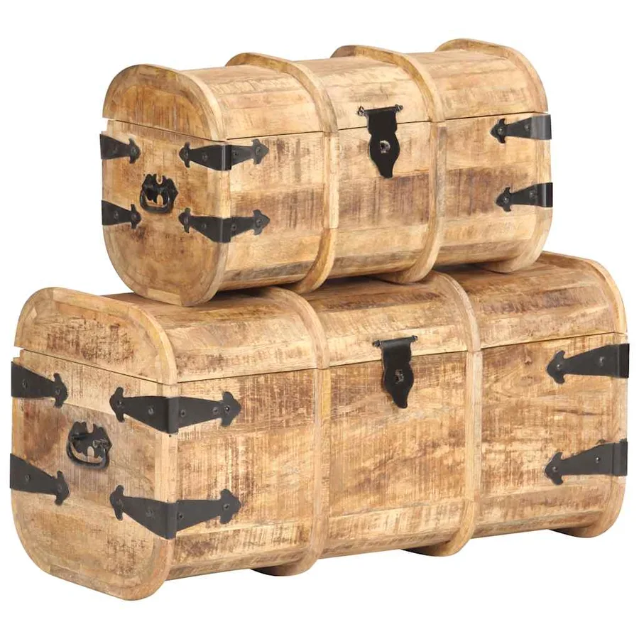 Coffres de rangement 2 pcs Bois de manguier massif - 15
