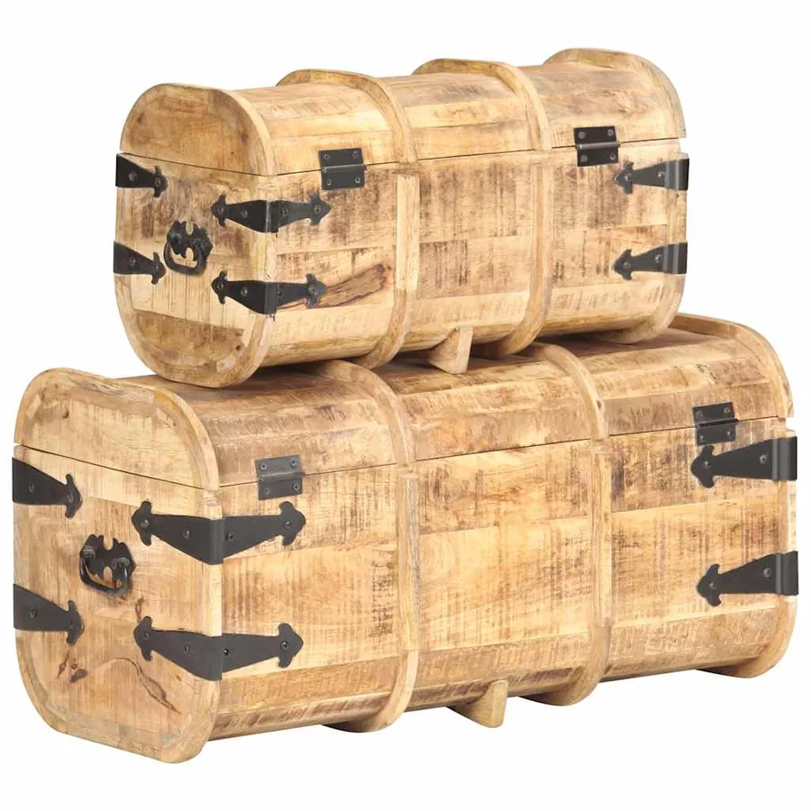 Coffres de rangement 2 pcs Bois de manguier massif - 4