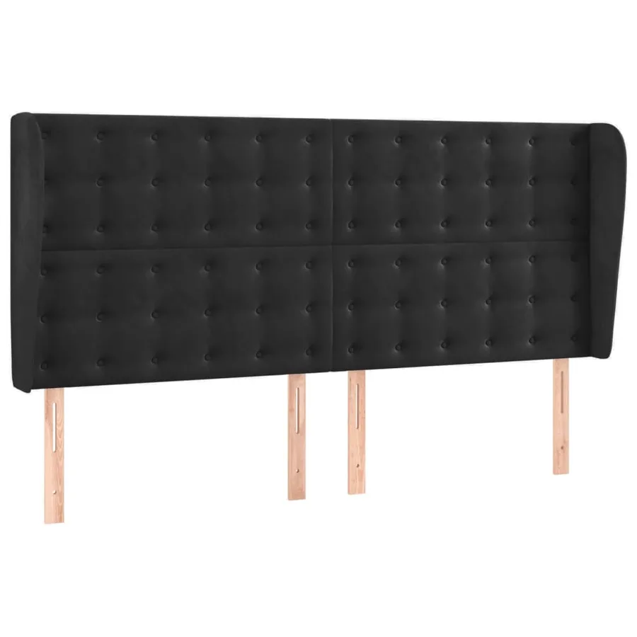 Tête de lit avec oreilles Noir 163x23x118/128 cm Velours - 2