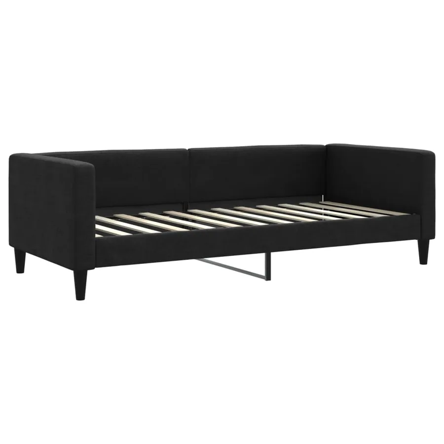 Lit de jour avec gigogne et tiroirs noir 100x200 cm tissu - 4