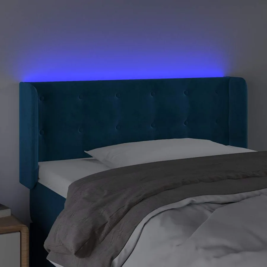 Tête de lit à LED Bleu foncé 93x16x78/88 cm Velours - 4