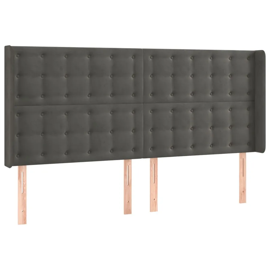 Tête de lit avec oreilles Gris foncé 203x16x118/128 cm Velours - 2