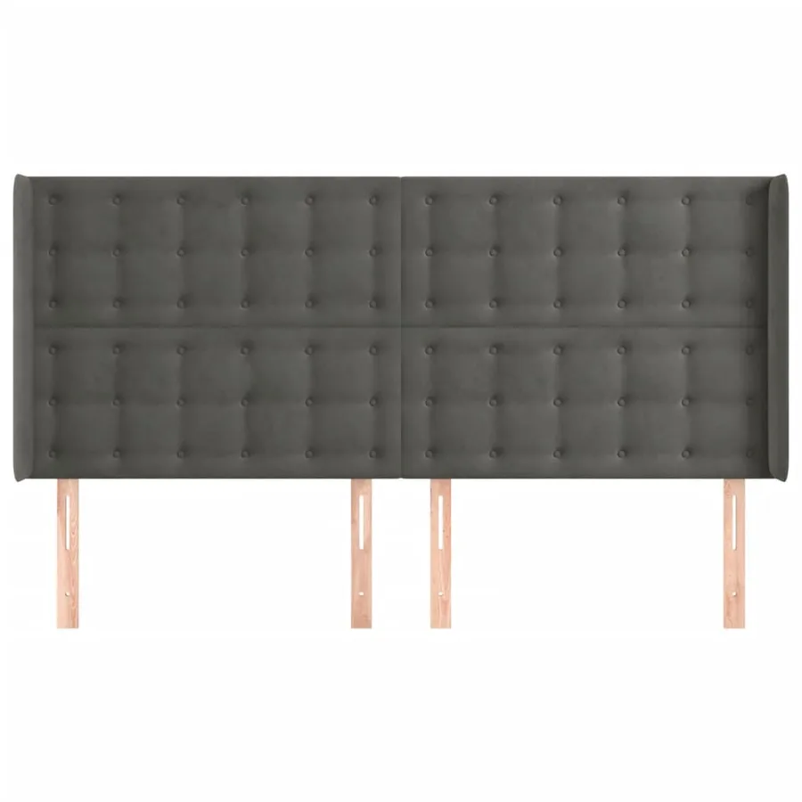 Tête de lit avec oreilles Gris foncé 203x16x118/128 cm Velours - 3
