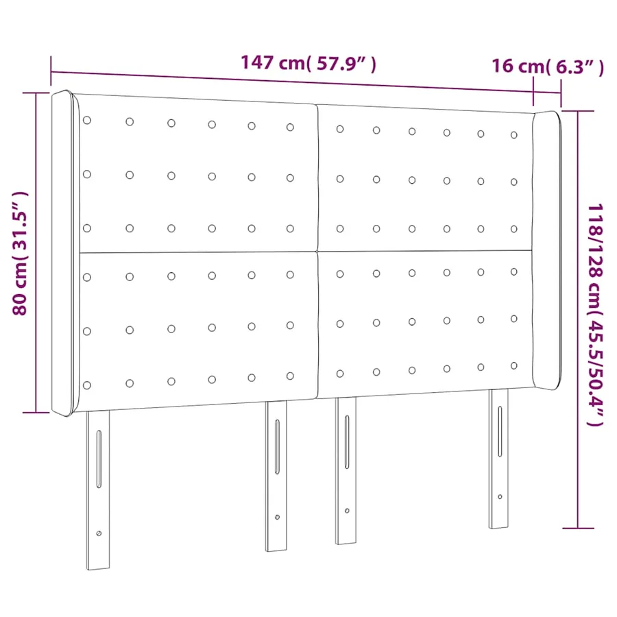 Tête de lit à LED Bleu foncé 147x16x118/128 cm Velours - 7