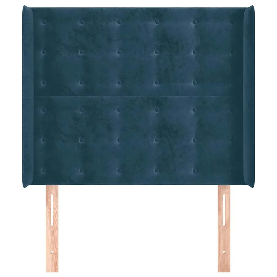Tête de lit avec oreilles Bleu foncé 83x16x118/128 cm Velours - 3