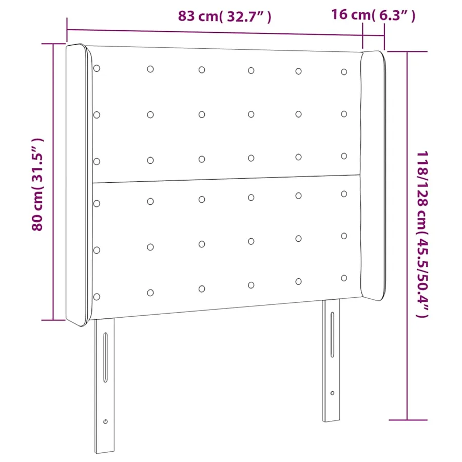 Tête de lit avec oreilles Bleu foncé 83x16x118/128 cm Velours - 9