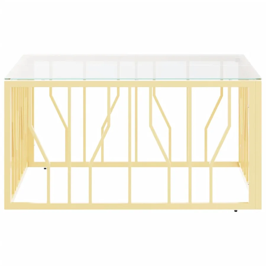 Table basse doré 80x80x40 cm acier inoxydable et verre - 3