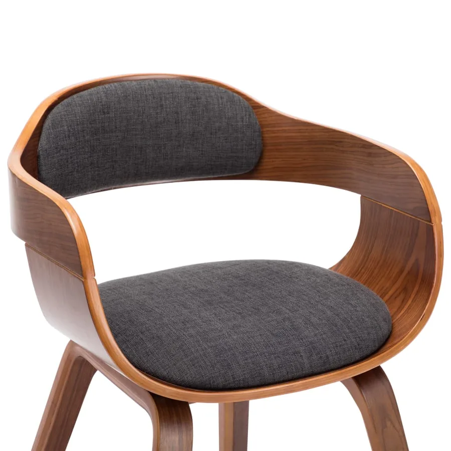 Chaises à manger lot de 4 gris foncé tissu et bois courbé - 7