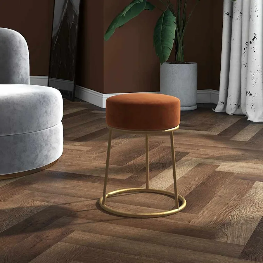 Tabouret rond Marron Velours