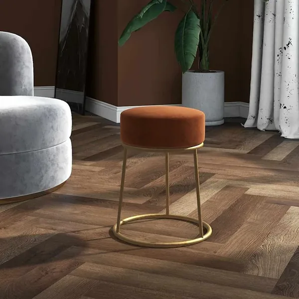 Tabouret rond Marron Velours