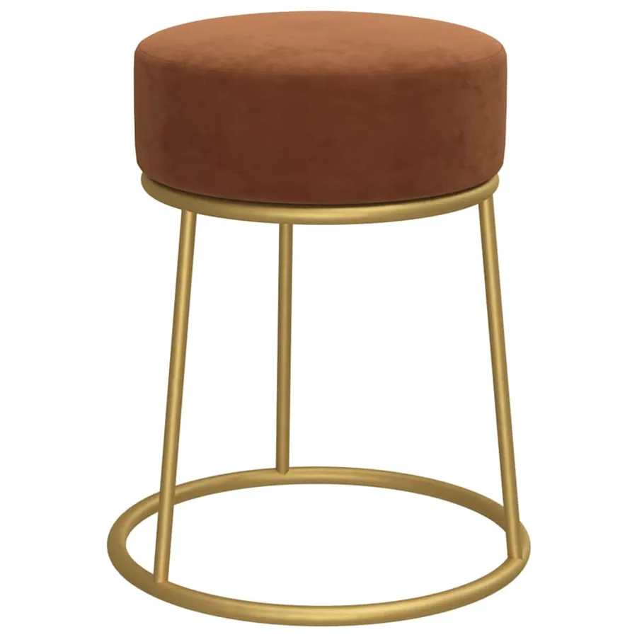 Tabouret rond Marron Velours - 2