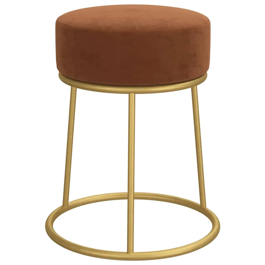 Tabouret rond Marron Velours - 3