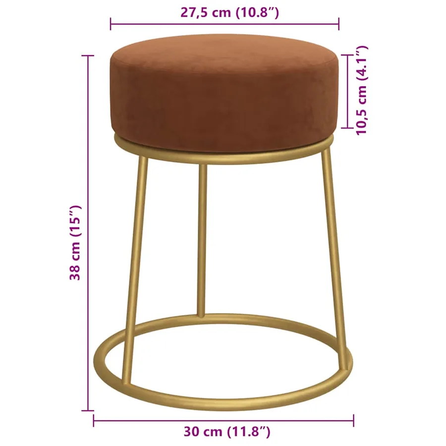 Tabouret rond Marron Velours - 6