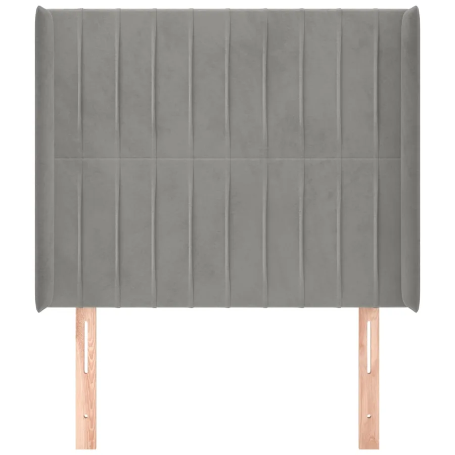 Tête de lit avec oreilles Gris clair 93x16x118/128 cm Velours - 3