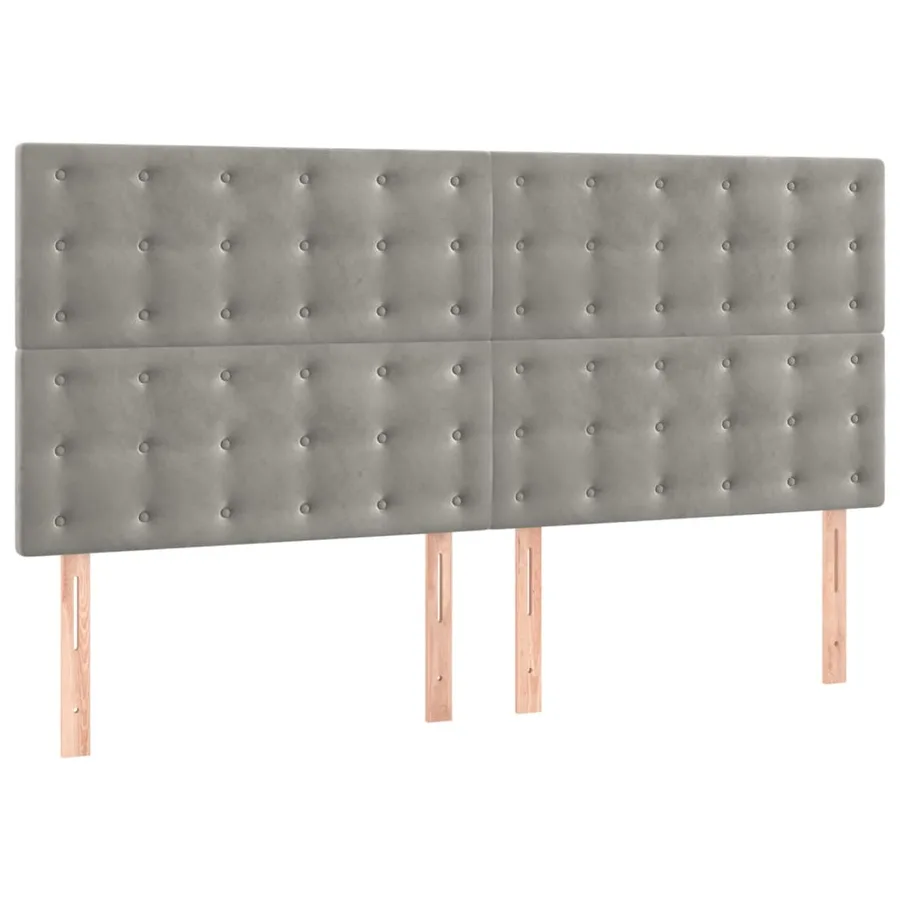 Tête de lit Gris clair 160x5x118/128 cm Velours - 2