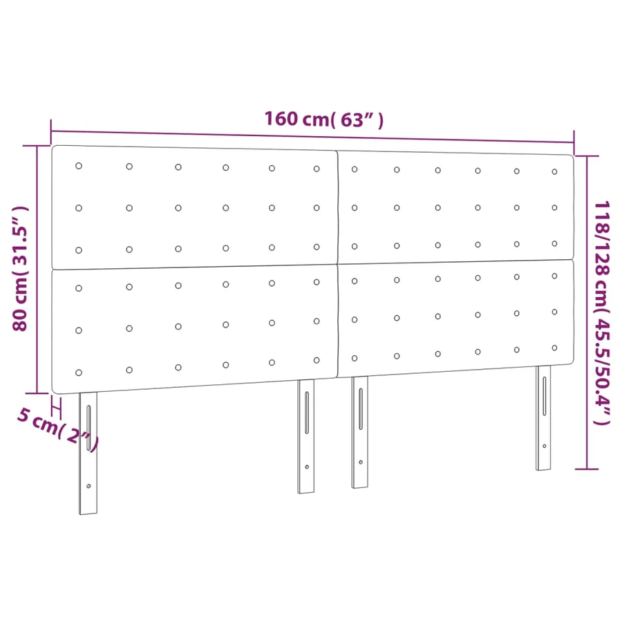 Tête de lit Gris clair 160x5x118/128 cm Velours - 8