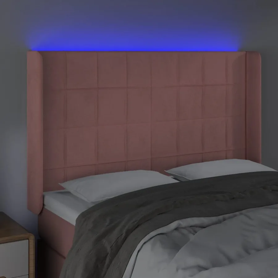 Tête de lit à LED Rose 147x16x118/128 cm Velours - 4