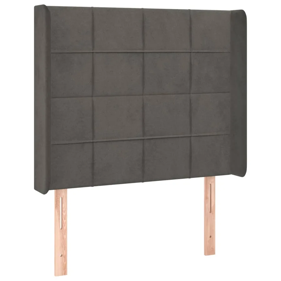 Tête de lit avec oreilles Gris foncé 93x16x118/128 cm Velours - 2