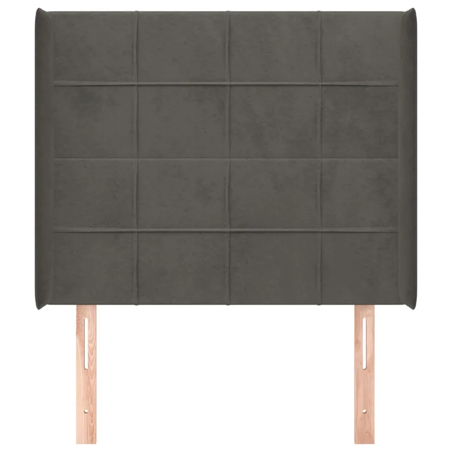 Tête de lit avec oreilles Gris foncé 93x16x118/128 cm Velours - 3